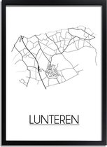 Lunteren Plattegrond poster A2 + fotolijst zwart (42x59,4cm) - DesignClaud