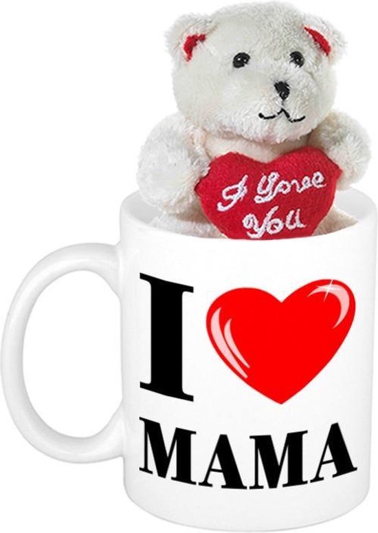 Cadeau mère I Love Maman tasse / mug 300 ml avec ours en peluche beige avec  coeur... | bol.com