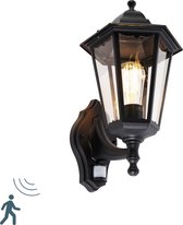 QAZQA havana - Klassieke Wandlamp met Bewegingsmelder | Bewegingssensor | sensor voor buiten - 1 lichts - D 26.8 cm - Zwart - Buitenverlichting