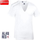 Alan Red - T-Shirt - Extra Diepe V-Hals - 2 Pack - Nov - Stretch - Slim Fit - Wit