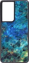 Shop4 - Samsung Galaxy S21 Ultra Hoesje - Harde Back Case Marmer Kleurrijk