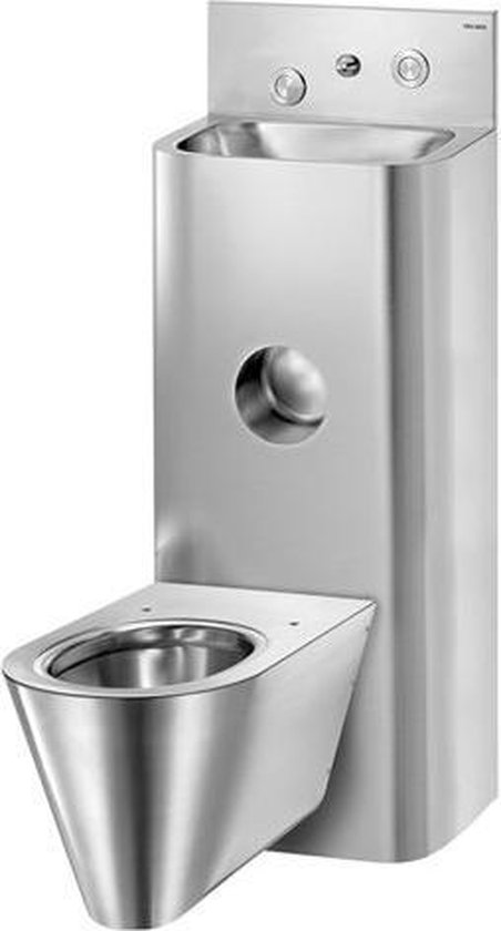 Combi KOMPACT TC lavabo mural WC centré inox 304 sat