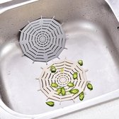 Siliconen afvoerplug - Vloerafvoer voor wastafel of douchebak - Siliconen afvoerplug - Anti-verstopping - Wastafel - Afvoeraccessoires badkamer - Spinnenweb - Grijs