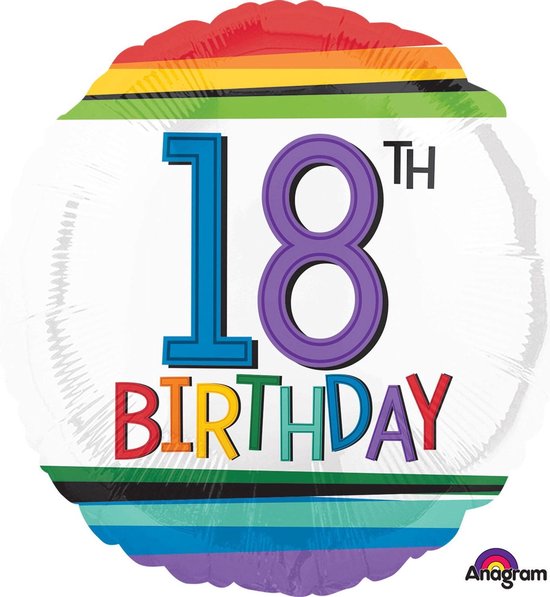 Anagram Folieballon Regenboogverjaardag 18 Jaar 43 Cm Wit
