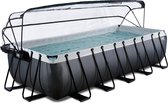 EXIT Black Leather zwembad 540x250x122cm met zandfilterpomp en overkapping - zwart