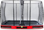 EXIT Elegant inground trampoline rechthoek 244x427cm met Economy veiligheidsnet- rood