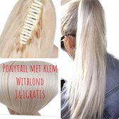 Ponytail met klem 18"&GRATIS Paardenstaart wit blond