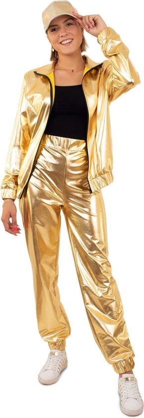 Glitter & Glamour Kostuum | Gouden Metallic Retro Trainingspak Proud To Be  Goud Dames... | bol.com