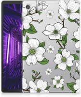 Back Cover Lenovo Tab M10 Plus Tablethoesje met Naam Dogwood Flowers met transparant zijkanten