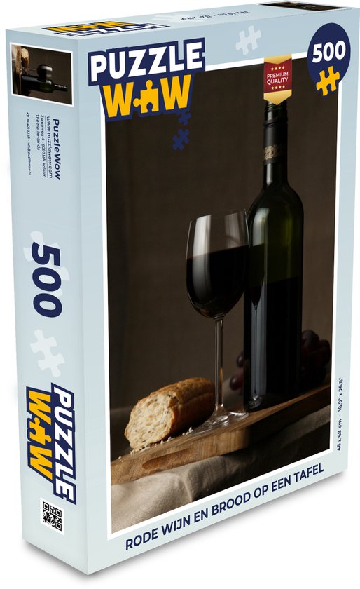 Vergadering Tegenhanger bord Puzzel 500 stukjes Rode wijn - Rode wijn en brood op een tafel - PuzzleWow  heeft... | bol.com
