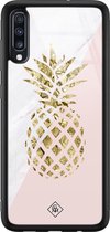 Samsung A50 hoesje glass - Ananas | Samsung Galaxy A50 case | Hardcase backcover zwart