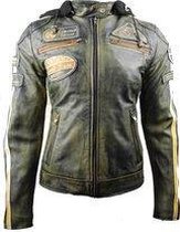 Urban 5884® - Fifty Eight - Damesjas - Motorjas - Lams Leer -  Protectie - Rusty - Groen - Maat 3XL