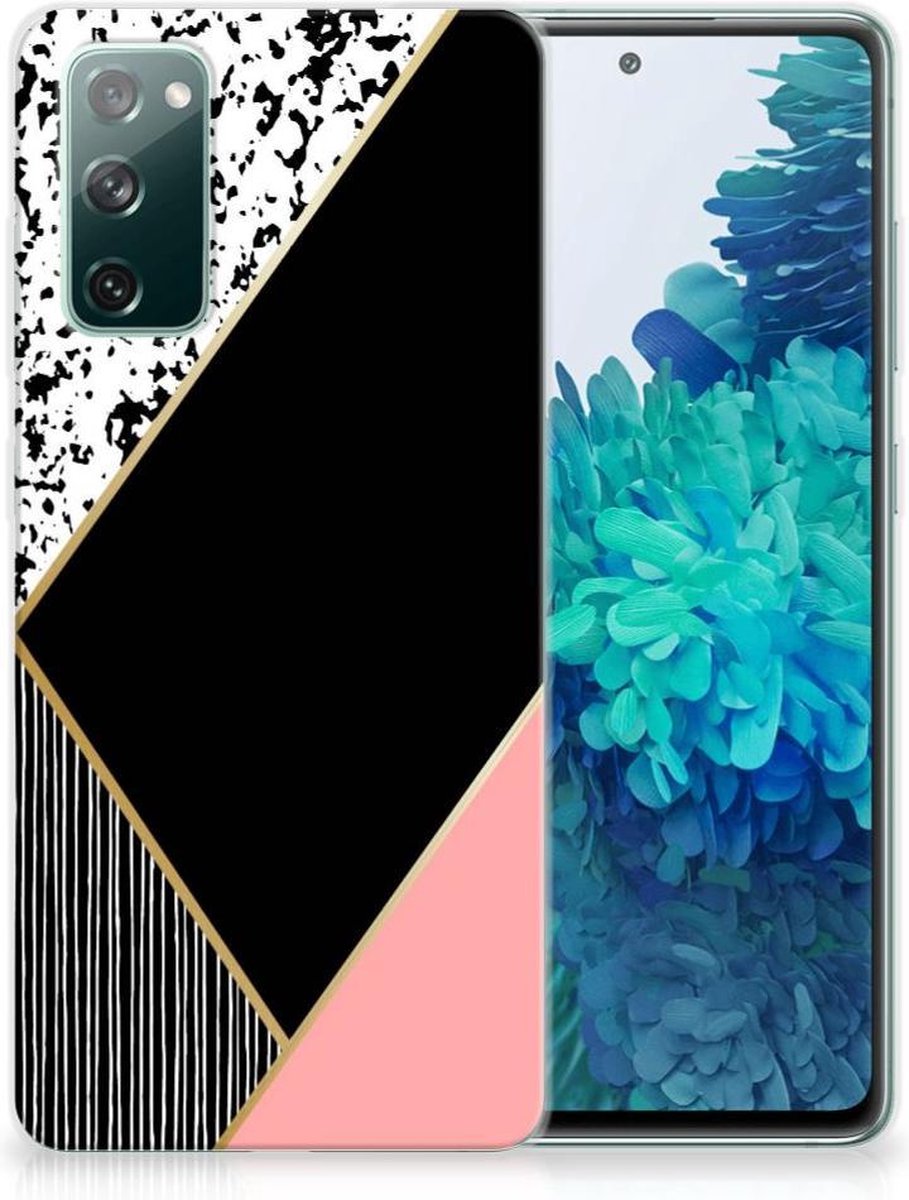 Samsung Galaxy S20 FE TPU Hoesje Zwart Roze Vormen