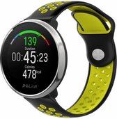 Siliconen Smartwatch bandje - Geschikt voor  Polar Unite sport band - zwart/geel - Horlogeband / Polsband / Armband