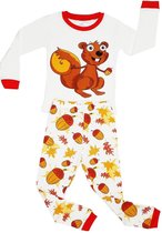 Elowel - Meisjes Pyjama 2 Delig, 100% Katoen, Comfortabel, Slim fit Broek | 8 Jaar | Chipmunk