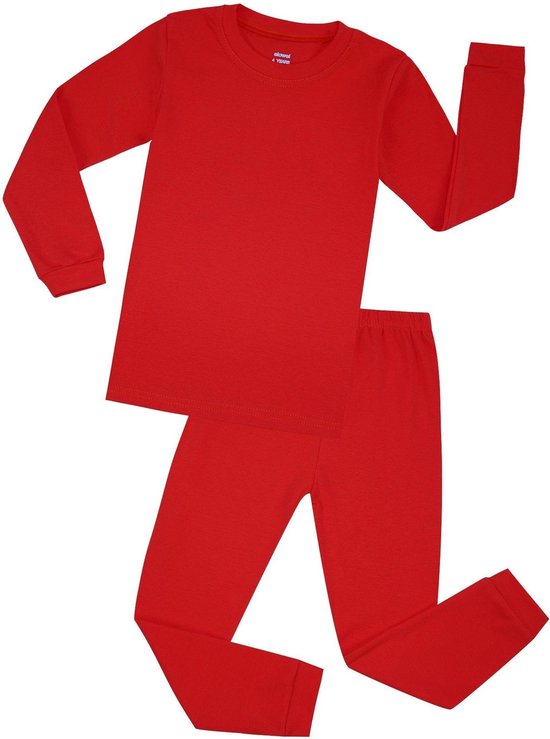 Elowel Unisex Volle Kleur Pyjama 2 Delig 100 Katoen Comfortabel Slim fit. bol