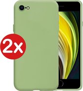 Hoesje Geschikt voor iPhone SE 2020 Hoesje Siliconen Case Hoes - Hoes Geschikt voor iPhone SE (2020) Hoes Cover Case - Groen - 2 PACK