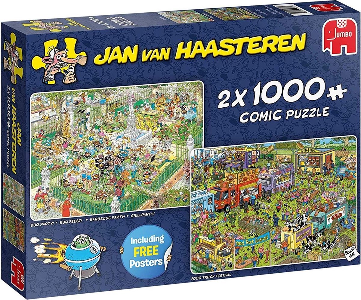 Jan van Haasteren Food Festival 2019 (zonder theedoek) 2-in-1 puzzel - 2 x 1000 stukjes