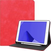 Hoes Geschikt voor iPad 10.2 2020 Hoes Luxe Hoesje Book Case Cover Met Uitsparing Geschikt voor Apple Pencil - Hoesje Geschikt voor iPad 8 Hoesje Bookcase - Rood