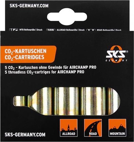 SKS Co2-Patronen - 5 Stuks - 16 Gram - Zonder Schroefdraad