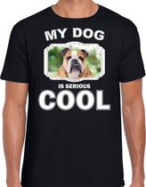 Britse bulldog honden t-shirt my dog is serious cool zwart - heren - Coole Britse bulldogs liefhebber cadeau shirt XL