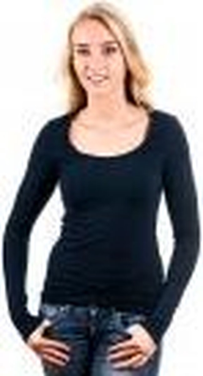 Garage 704 - Dames Bodyfit T-shirt ronde hals lange mouw navy XL 95% katoen 5% elastan