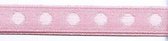 SR1208-01 Ribbon 10mm 20mtr with woven circles (01) light pink/white