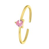 Lucardi Dames Goldplated ring Love month stone hart - Ring - Cadeau - Echt Zilver - Goudkleurig