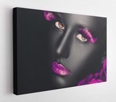 Creative and fashion portrait of a dark-skinned girl with color make-up  - Modern Art Canvas - Horizontal - 457236586 - 40*30 Horizontal