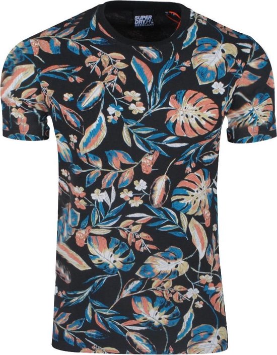 Superdry - Heren T-Shirt - Floral - Zwart | bol.com