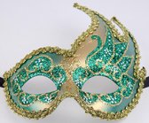 Venetiaans masker Colombina Onda Star groen-goud