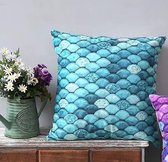 Sierkussen Blauw Stenen - Stijlvol  Turquoise - Katoen- Fluweel - 45x45 cm