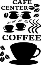 Stickerheld - Coffee Woonkamersticker - Eten en Drinken - Koffie - Zwart - 80x50cm