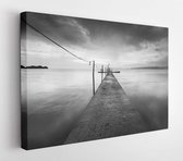 Beautiful fine art image in black & white of abandon jetty at Pulau Pinang, Malaysia. Soft Focus due to long exposure  - Modern Art Canvas - Horizontal - 1032520168 - 50*40 Horizon