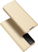 Hoesje geschikt voor Samsung Galaxy S21 Ultra - dux ducis skin pro book case - goud