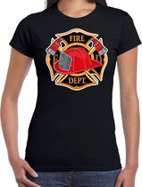 Brandweer logo verkleed t-shirt / outfit zwart voor dames XS