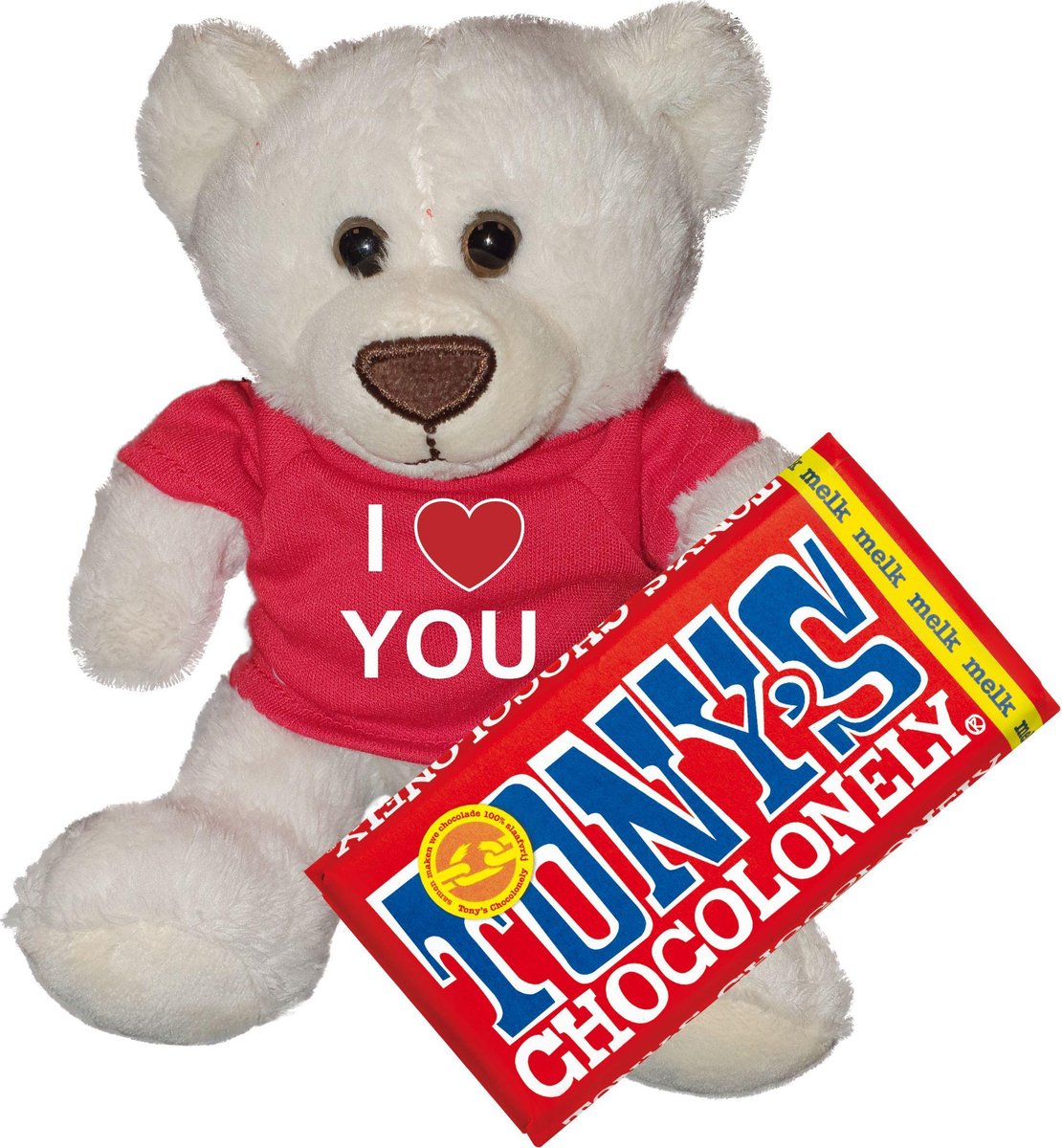 I love you teddy beer |Tony chocolonely | Valentijn | Valentijn cadeautje man vrouw | Valentijn cadeautje voor hem haar | Valentijnsdag cadeau knuffelbeer |Ik hou van jou | Rood - Merkloos