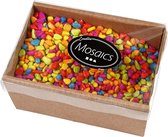 Mozaiek stenen. sterke kleuren. afm 8-10 mm. dikte 5 mm. 8 kg/ 1 doos