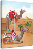 Schilderij Kamelen, 2 maten, beige (wanddecoratie)