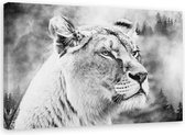 Schilderij De witte leeuw, 2 maten, zwart-wit (wanddecoratie)