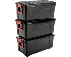 IRIS Store-It-All Opbergbox - 75L - Kunststof - Zwart - Set van 3