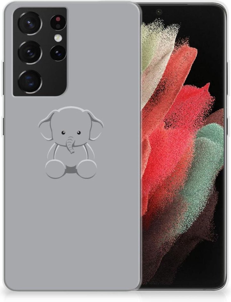 Samsung Galaxy S21 Ultra Telefoonhoesje met Naam Grijs Baby Olifant