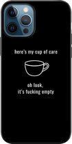 iPhone 12 hoesje siliconen zwart - Cup of care - Siliconen TPU case zwart - Tekst - Transparant, Multi