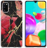 iMoshion Design voor de Samsung Galaxy A41 hoesje - Marmer - Gebroken Rood