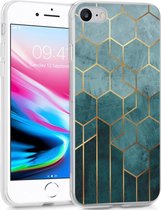 iMoshion Hoesje Geschikt voor iPhone SE (2022) / SE (2020) / 8 / 7 / 6s / 6 Hoesje Siliconen - iMoshion Design hoesje - Goud / Meerkleurig / Groen / Green Honeycomb