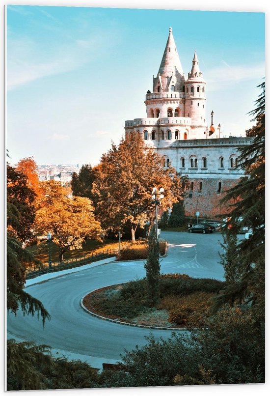 Forex - Mooi Landschap met Kasteel in de Herfst - 60x90cm Foto op Forex