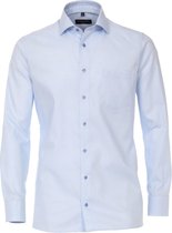 CASA MODA modern fit overhemd - lichtblauw met wit structuur (contrast) - Strijkvriendelijk - Boordmaat: 45