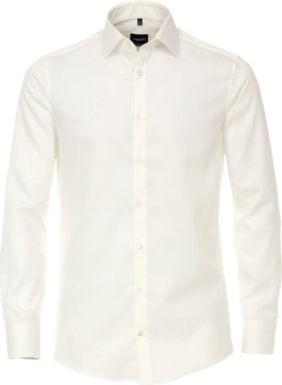 VENTI modern fit overhemd - twill - beige - Strijkvriendelijk - Boordmaat: 42
