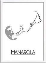 Manarola Plattegrond poster A4 + Fotolijst Wit (21x29,7cm) - DesignClaud