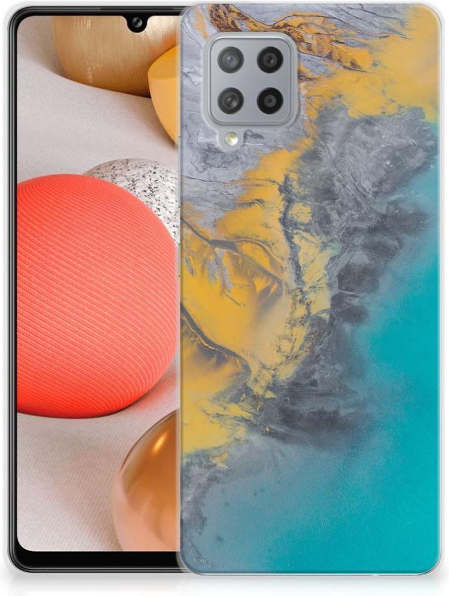 Samsung Galaxy A42 TPU Siliconen Hoesje Marble Blue Gold
